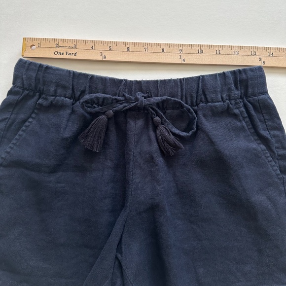 Talbots 100% Linen Navy Blue Elastic Waist Tie Pull On Shorts Women's Size P - Picture 5 of 9